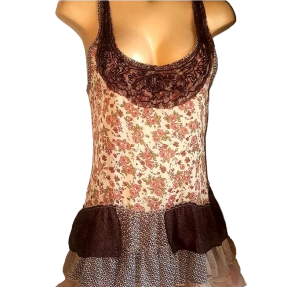 🍬Awake by OS earthtone floral sheer racerback S - Picture 1 of 9